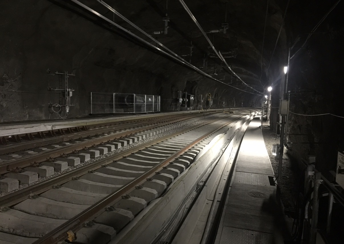 Tunnelarbete vid Citybanan med spår under centrala Stockholm.